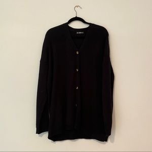 Plus size black button down sweater